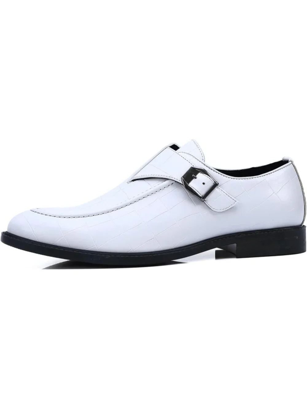 Men's White Monk Strap Dress Loafer Shoes Retro Leather Oxfords Shoes